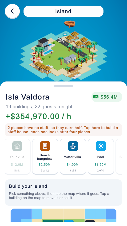 Your own island with villas and a jetty